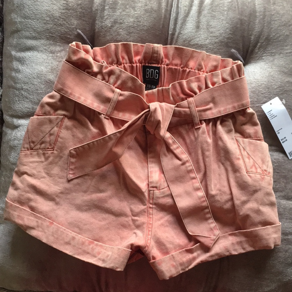 Washed pink high waisted shorts
